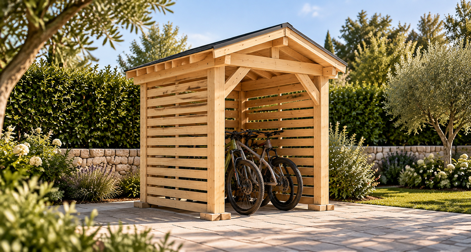 Bike / Moto Shelter Gable Roof 2 × 2 m in Natural — uncoloured