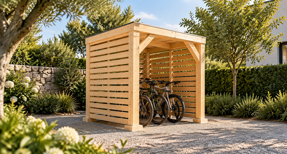 Bike / Moto Shelter Flat Roof 2 × 2 m in Natural — uncoloured